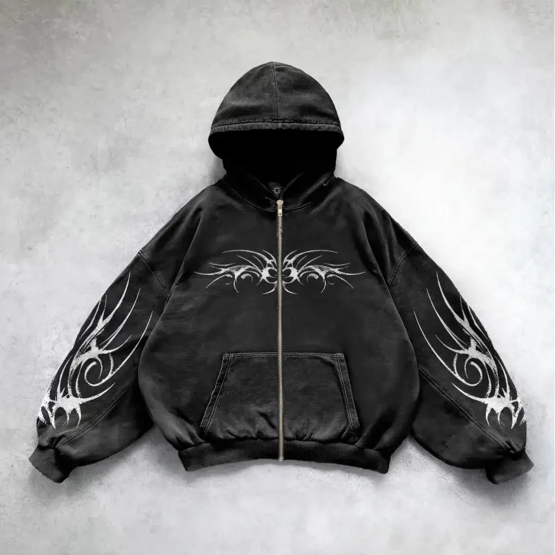 nitechapel-cyber-tribal-wing-zip-up-hoodie-washed-black-front