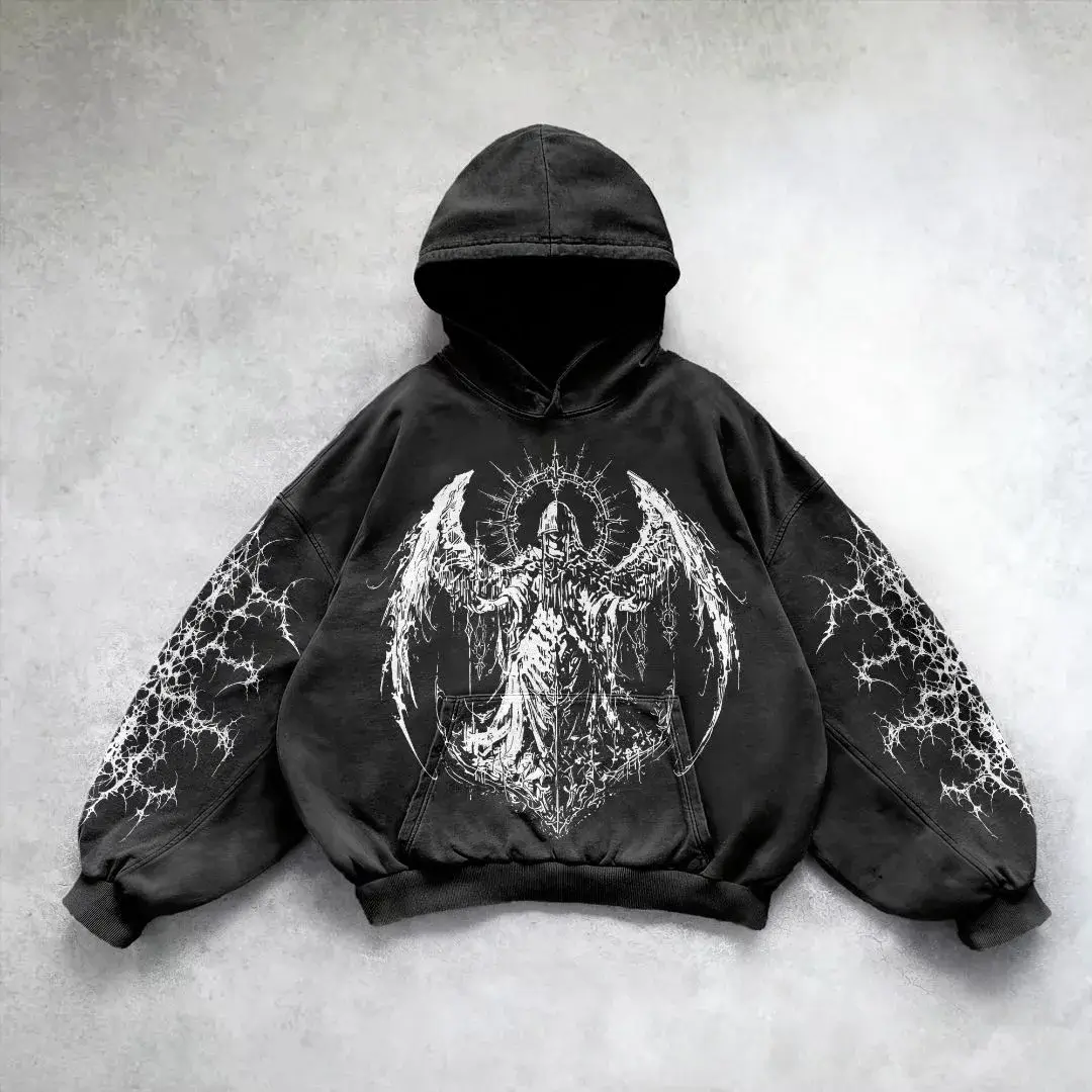 nitechapel-fractal-winged-sentinel-hoodie-washed-black-front