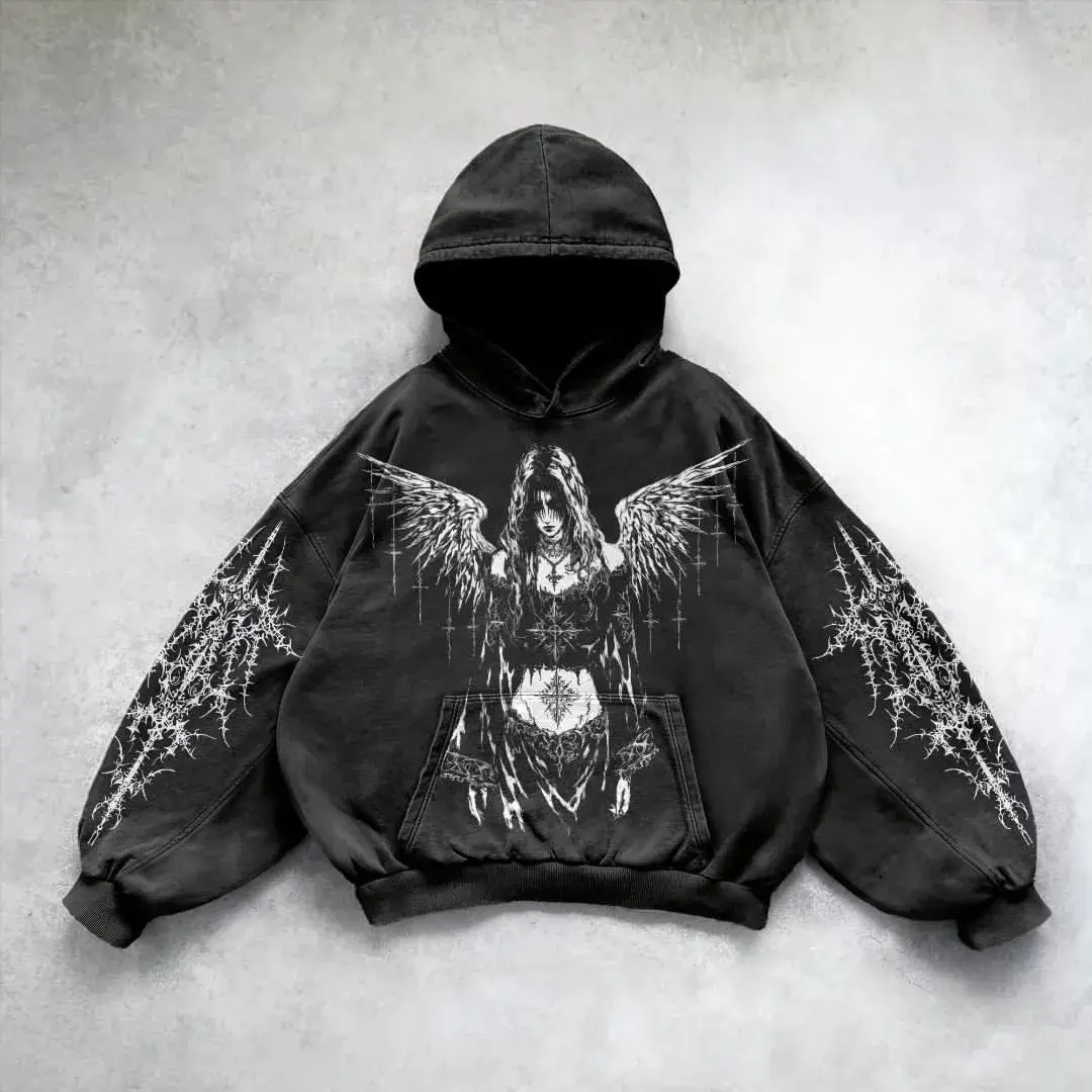 nitechapel-gothic-angel-portrait-hoodie-washed-black-front