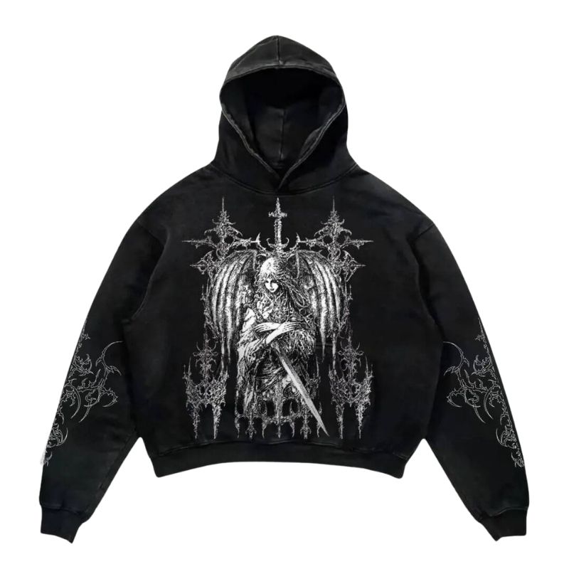 nitechapel-gothic-warrior-angel-hoodie-washed-black-front