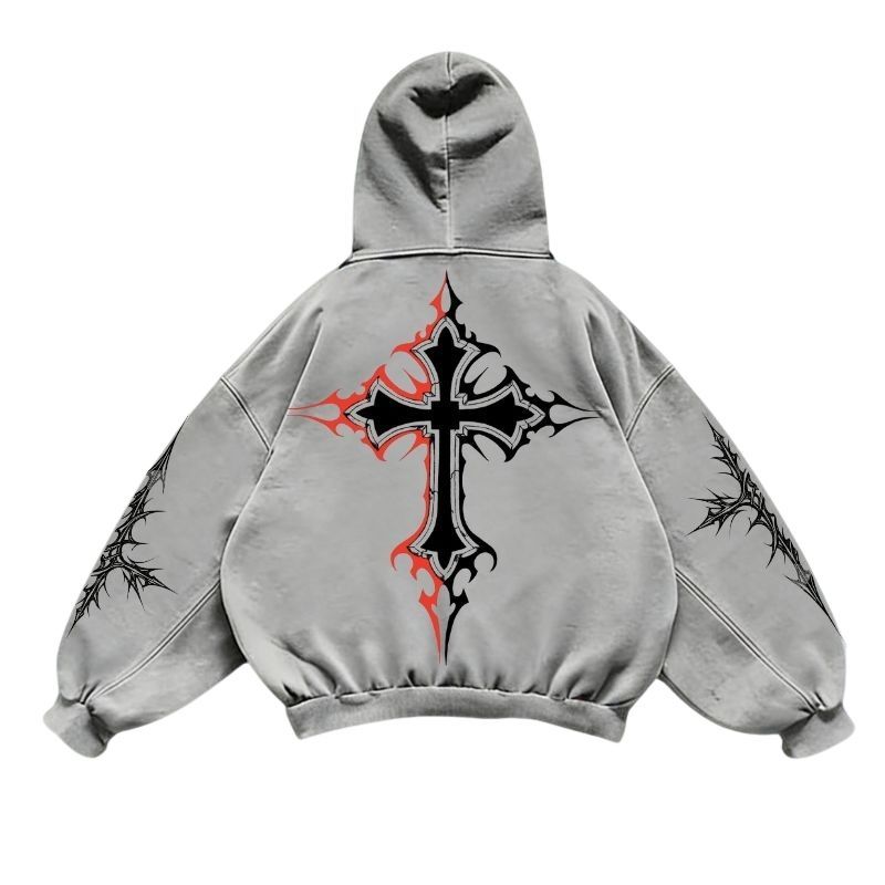 nitechapel-red-gothic-cross-hoodie-washed-gray-back
