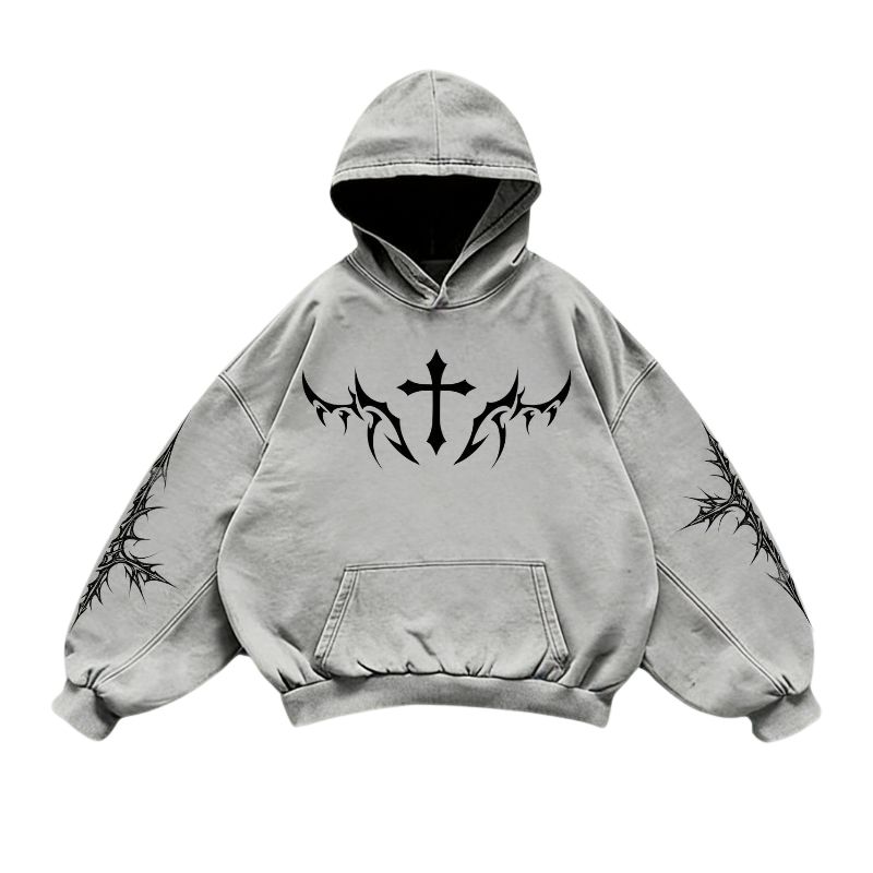 nitechapel-red-gothic-cross-hoodie-washed-gray-front