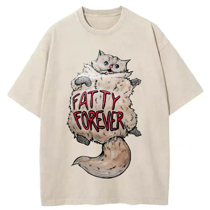 Chillteelab™ | Fatty Forever Cat Washed T-Shirt