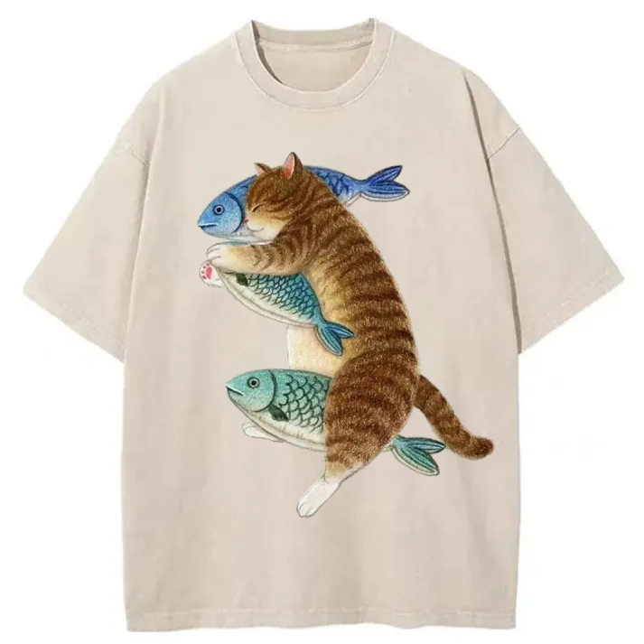Chillteelab™ | Cat Dream Time Washed T-Shirt