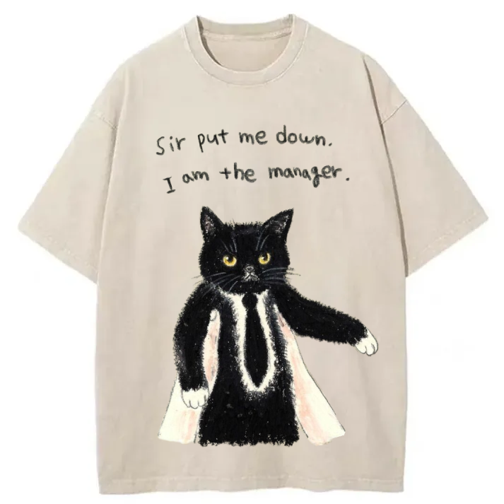 Chillteelab™ | I Am The Manager Cat Washed T-Shirt
