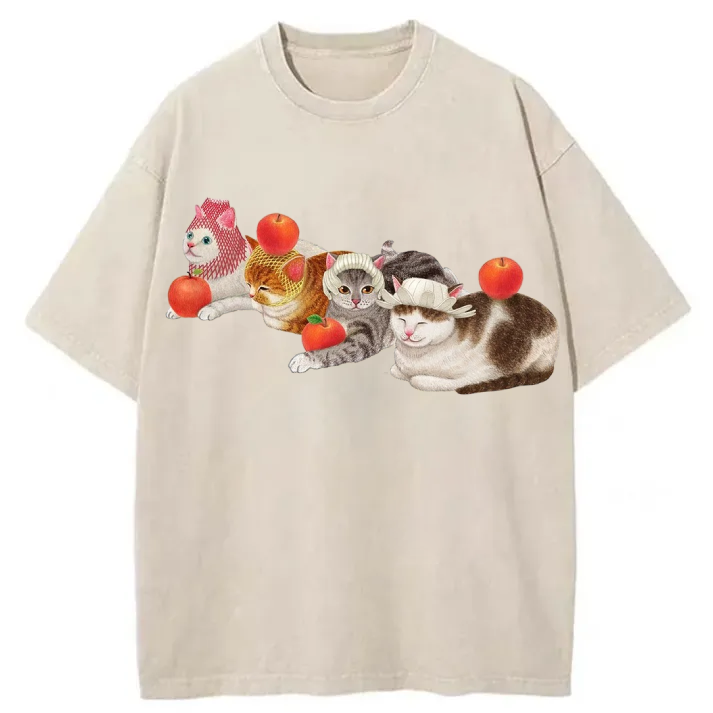 Chillteelab™ | Apple Cat Washed T-Shirt