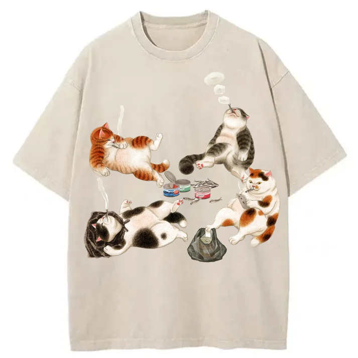 Chillteelab™ | Cat Party Washed T-Shirt
