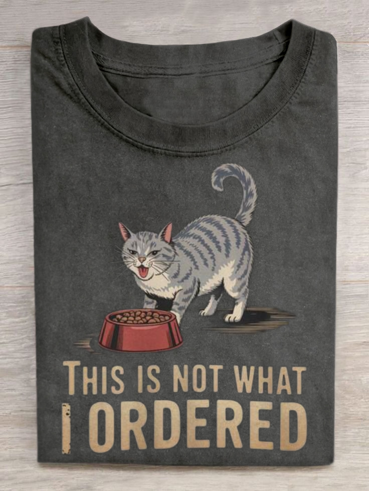 Vintage Funny Cat Art Print Casual Short Sleeve T-shirt