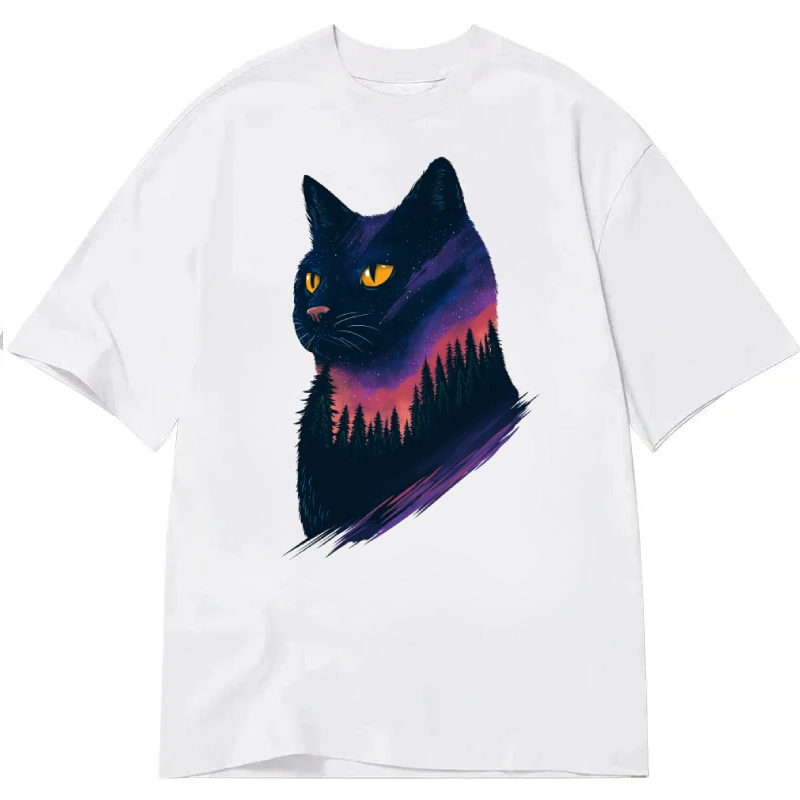 Cuddlefurry™ | Black Cat Starry Forest Classic T-Shirt