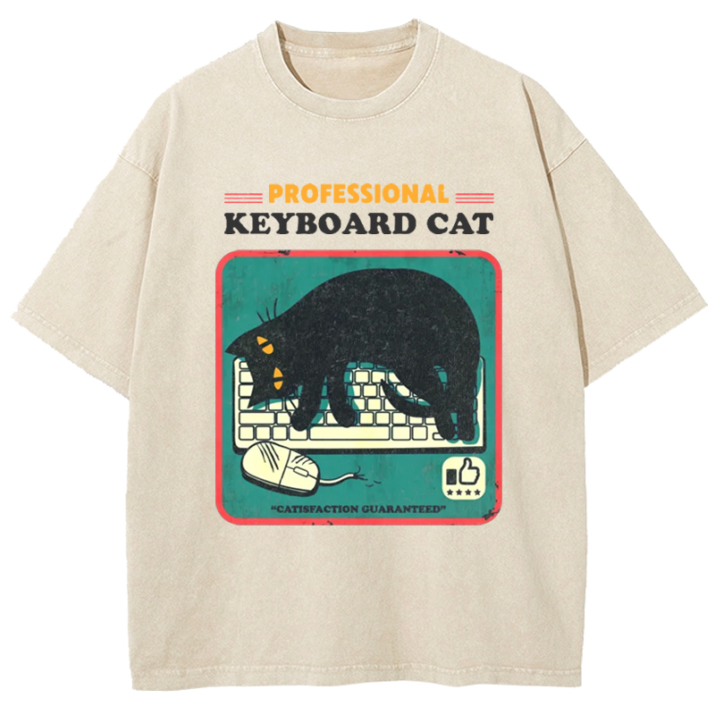 Cuddlefurry™ | Professional Keyboard Cat Washed T-Shirt