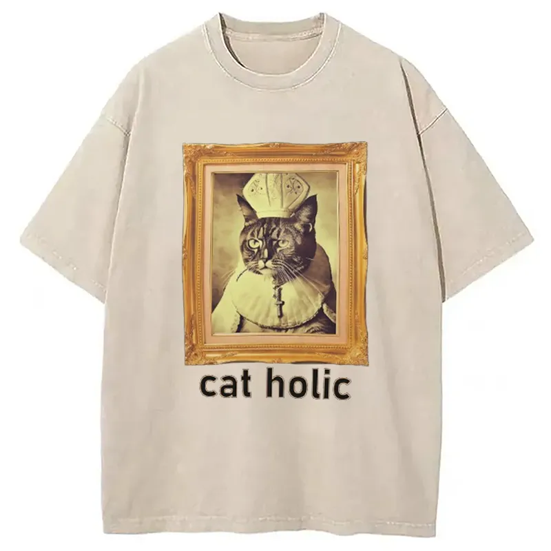 Chillteelab™ | Cat A Holic Washed T-Shirt