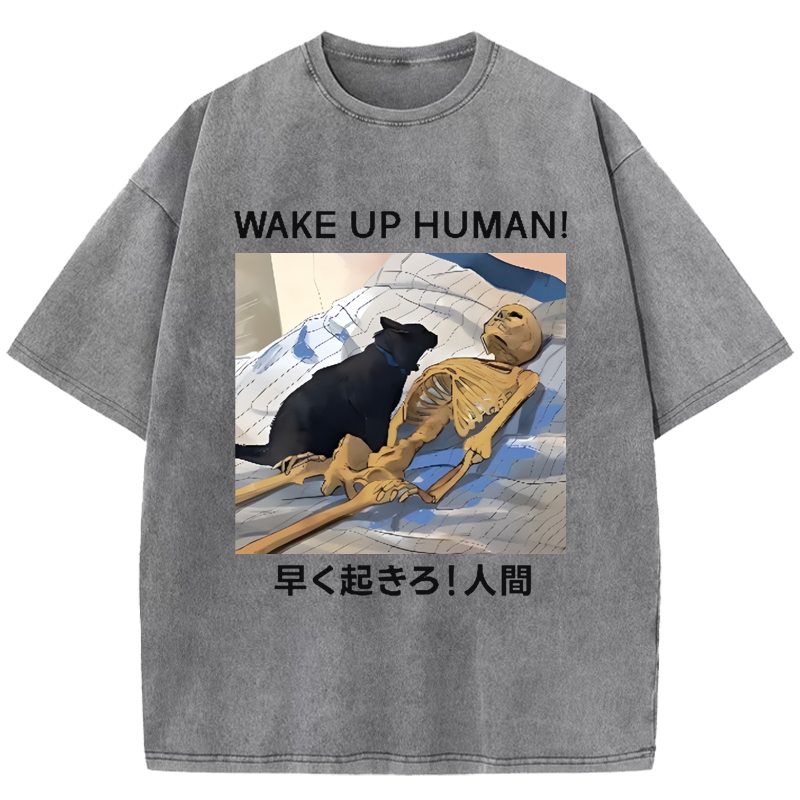 Cuddlefurry™ | Cat Wake Up Human Vintage Washed T-Shirt