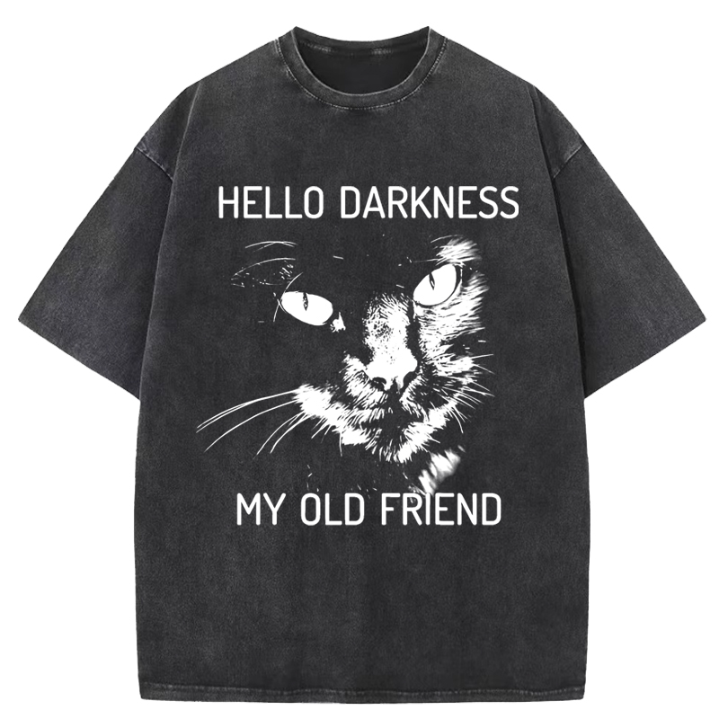 Cuddlefurry™ | Hello Darkness My Old Friend Cat Eyes Washed T-Shirt