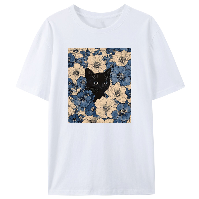 Cuddlefurry™ |  Cat & Flowers Classic T-Shirt