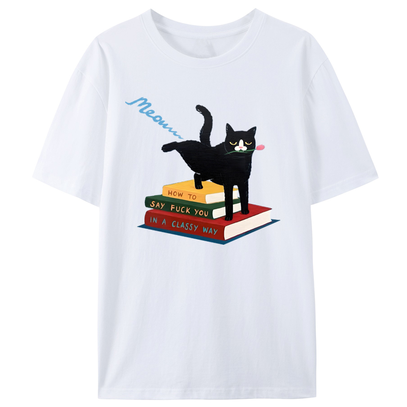 Cuddlefurry™ | Cat standing on books Classic T-Shirt