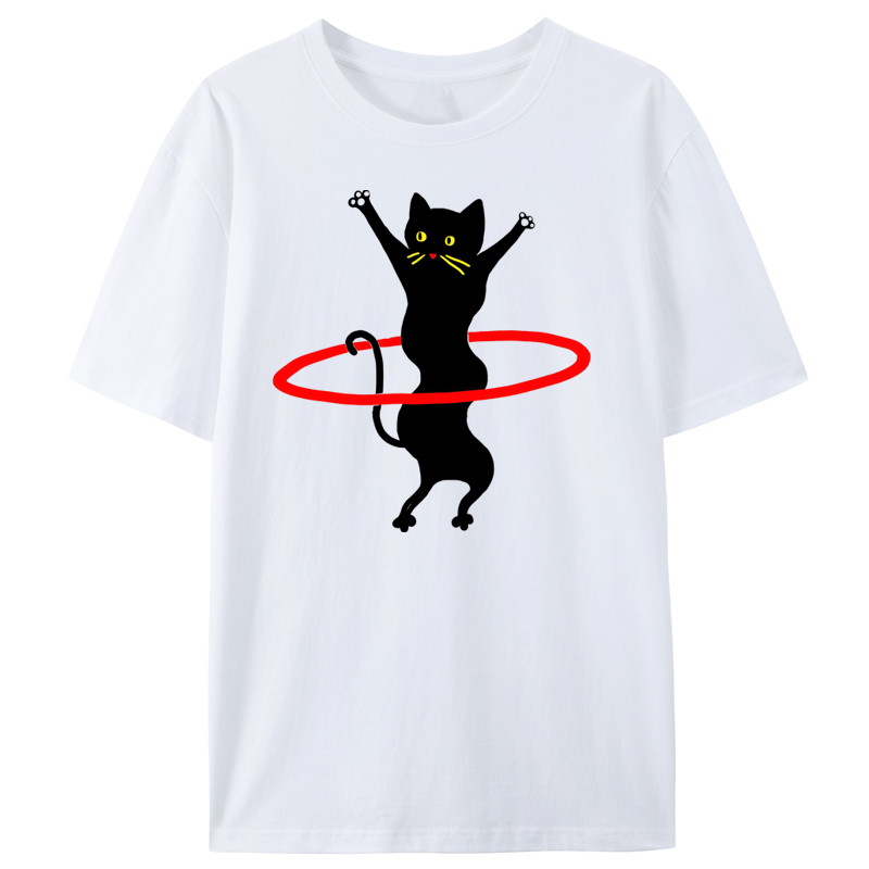 Cuddlefurry™ | Black Cat And Hula Hoop Classic T-Shirt