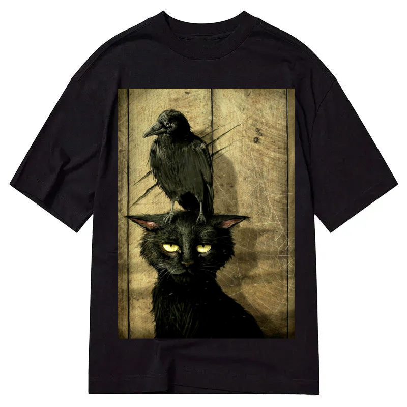 Cuddlefurry™ | Crow and black cat Classic T-Shirt
