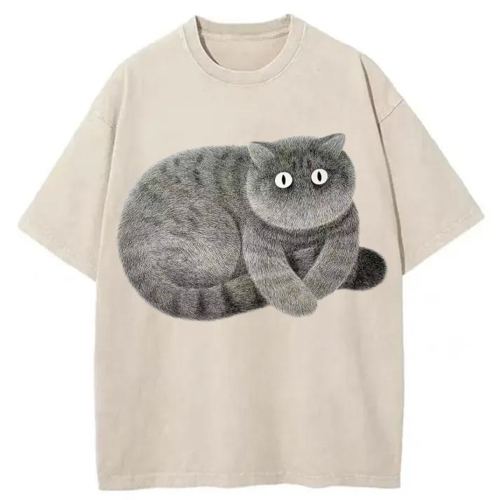 Chillteelab™ | Cute Fat Cat Washed T-Shirt