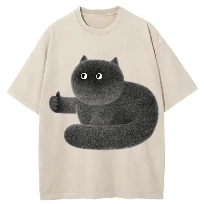 Chillteelab™ | Cute Fat Cat Washed T-Shirt