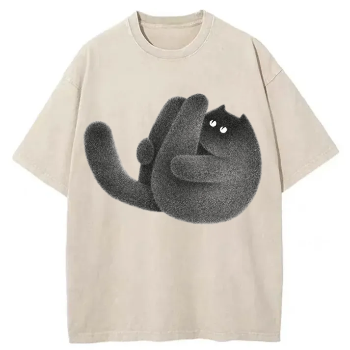 Chillteelab™ | Cute Fat Cat Washed T-Shirt