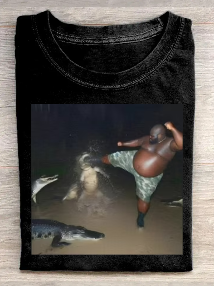 Black Guy Kick Alligator In Swamp Shirt