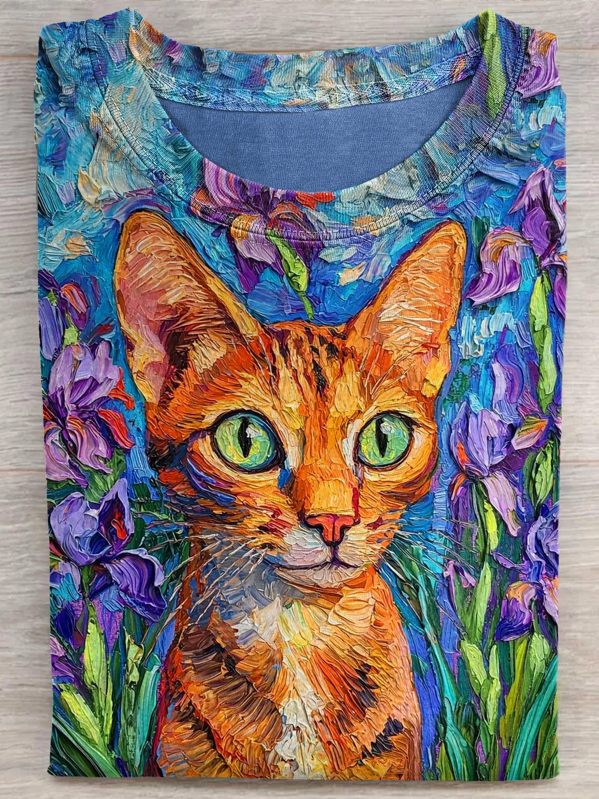 Cute Cat Painting Casual Short Sleeve T-shirt