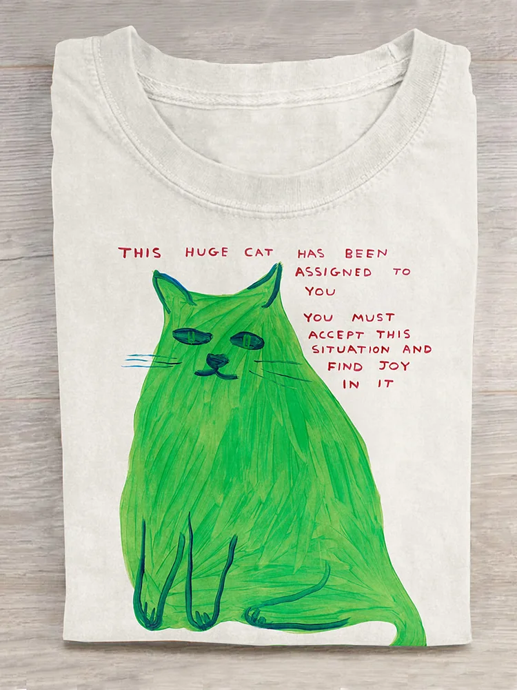 Funny Cat Print Casual Short Sleeve T-Shirt
