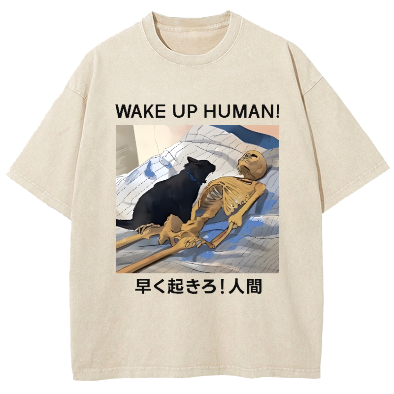 Cuddlefurry™ | Cat Wake Up Human Vintage Washed T-Shirt