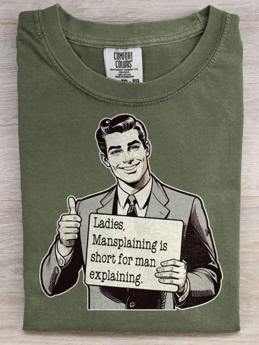 Mansplaining Art Print Casaul Short Sleeve T-shirt
