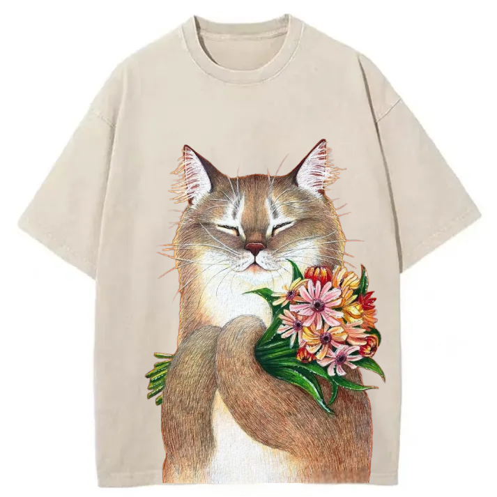 Chillteelab™ | Cute Cat Washed T-Shirt