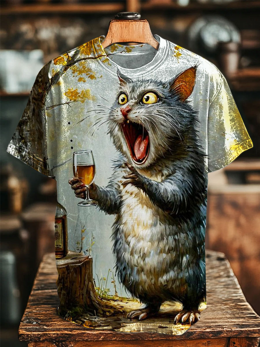 Funny Cat Print Casual T-shirt