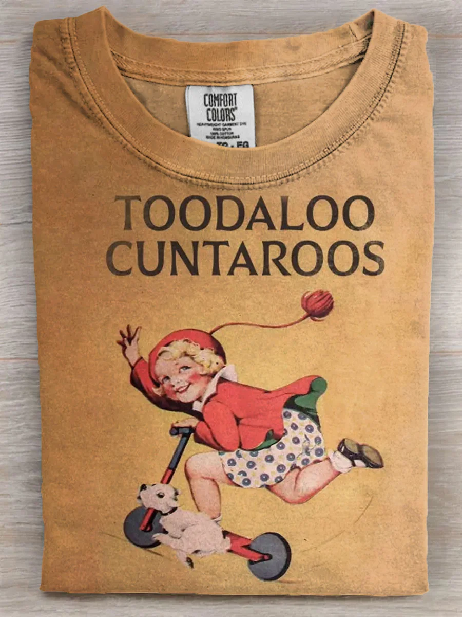 Vintage TOODALOO Art Print Casaul Short SLeeve T-shirt