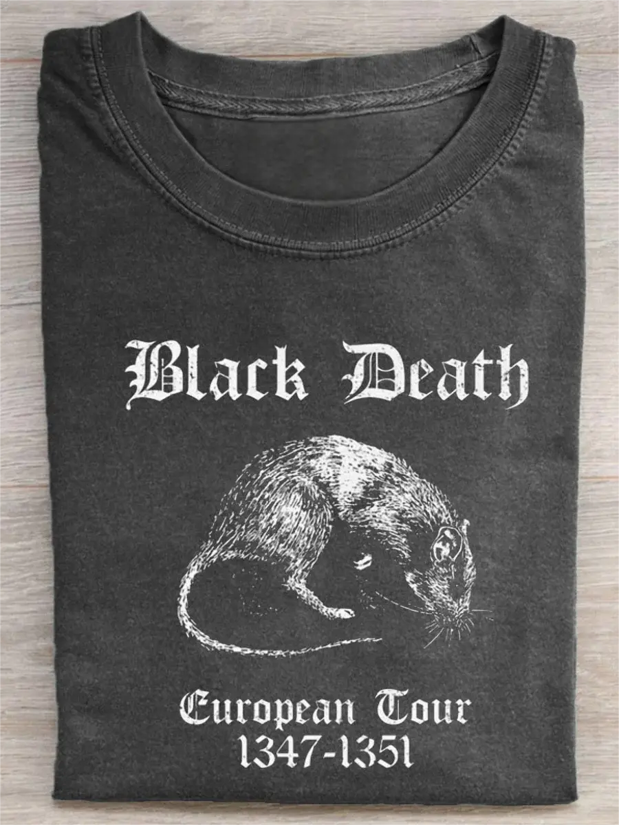 Black Death Art Print Casual Short Sleeve T-shirt