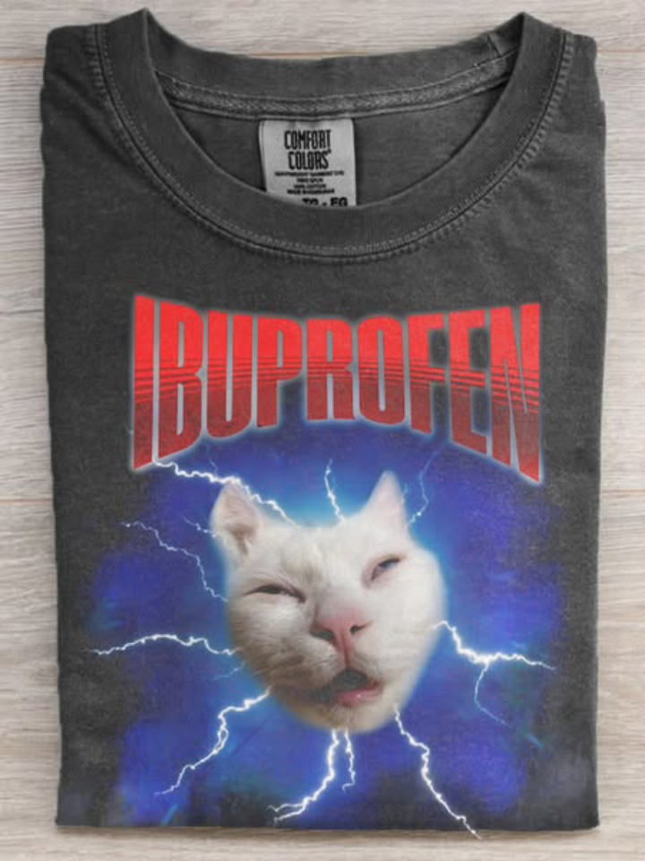 Funny Cat Meme Art Print Casual Short Sleeve T-shirt