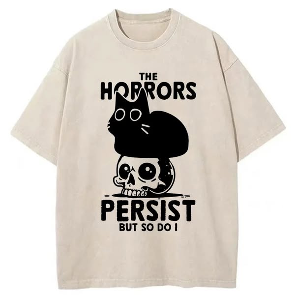 Chillteelab™ |  Cat And Skull Washed T-Shirt