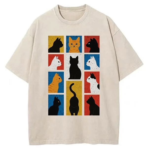 Chillteelab™ | Cat Silhouette Washed T-Shirt