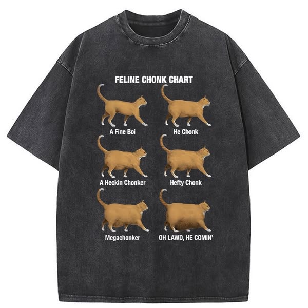 Chillteelab™ | Feline Chonk Chart Washed T-Shirt