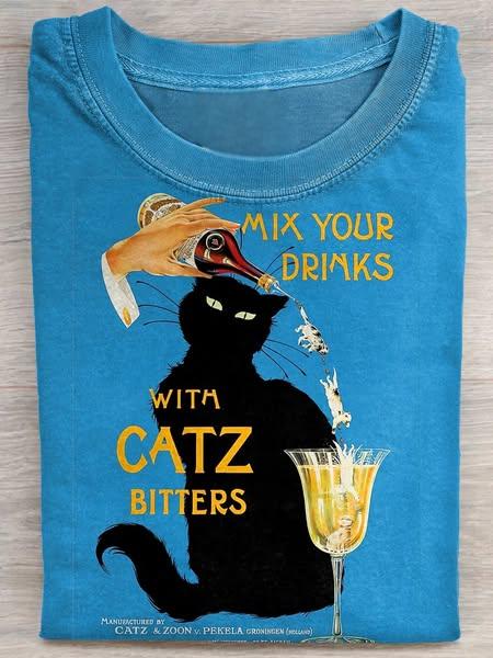 Funny Cat Art Print Casual Short Sleeve T-shirt