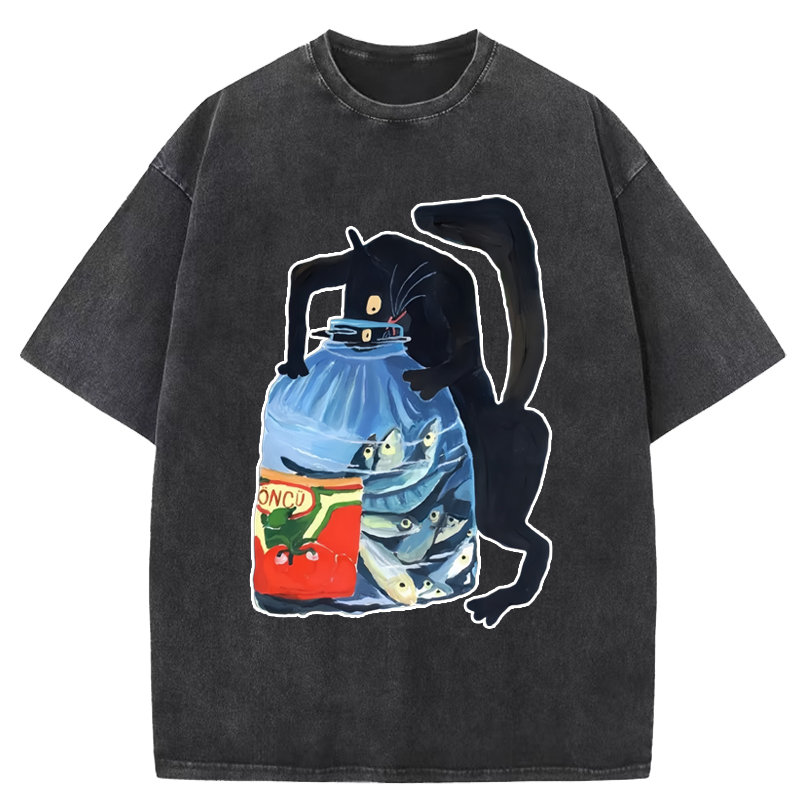 Cuddlefurry™ | Want To Eat Fish Washed T-Shirt