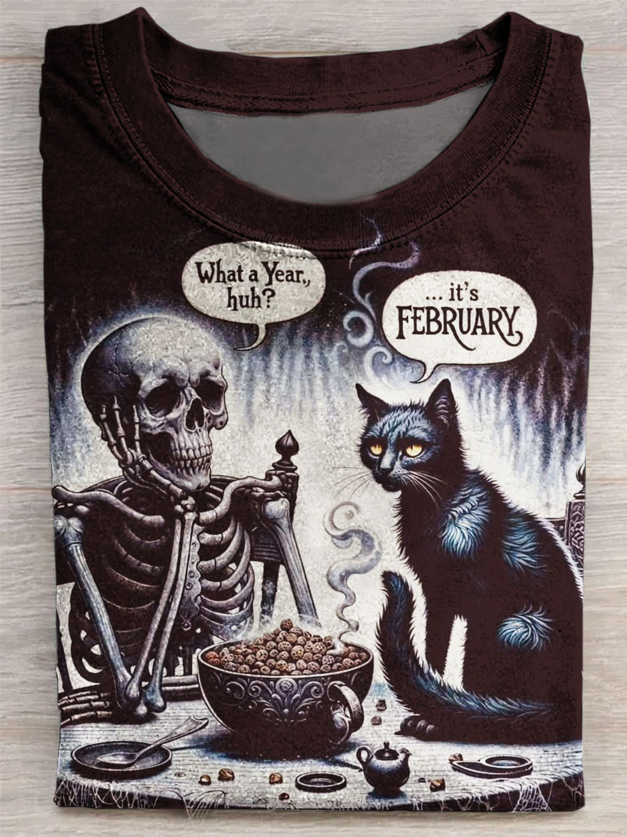 Cat Print Casual T-shirt