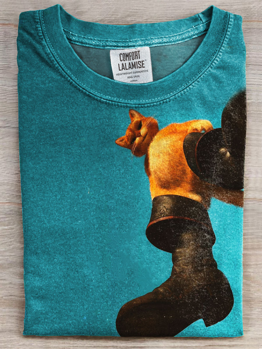 Funny Cat Print Casual T-shirt