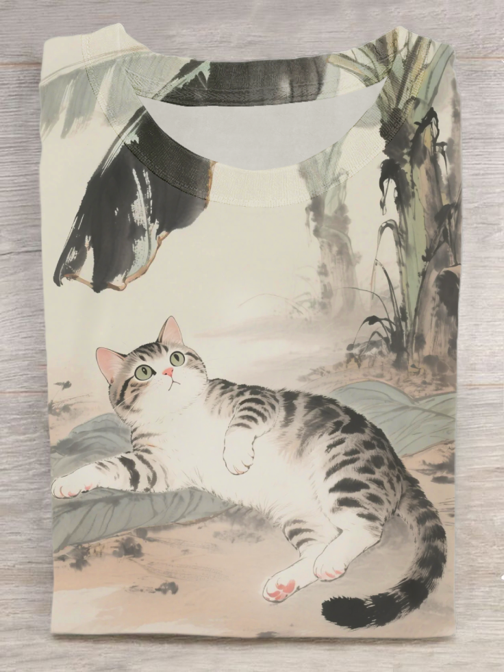 Jungle Cat Art Print Casual Short Sleeve T-Shirt