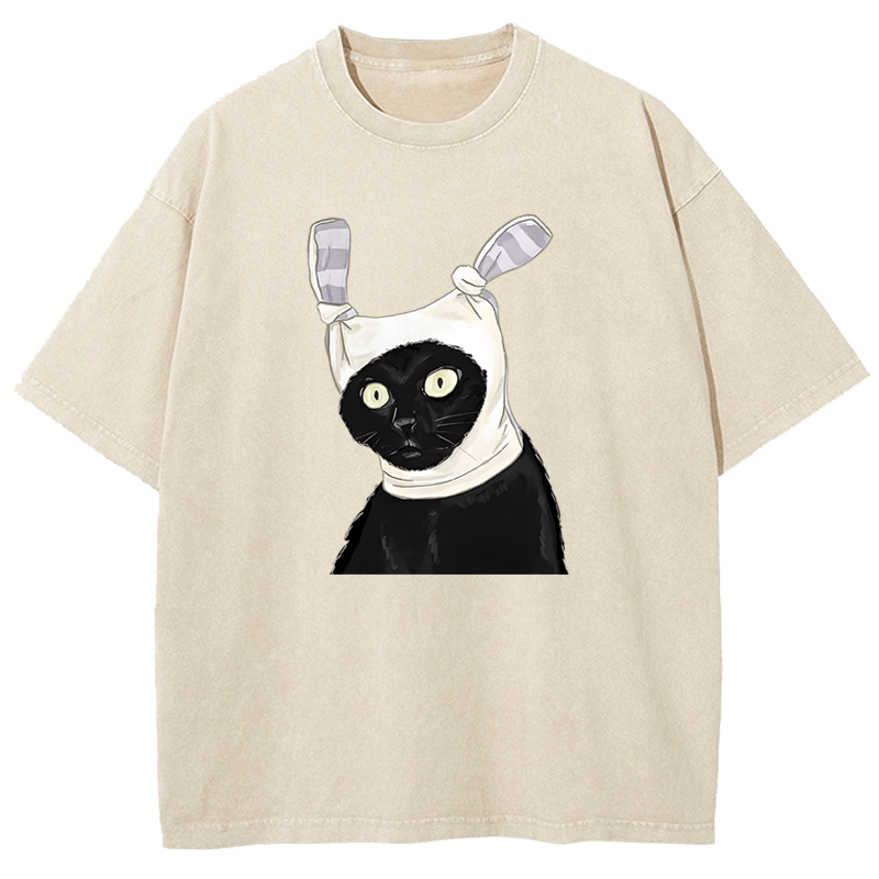 Cuddlefurry™ | Funny Cat Printed Washed T-Shirt