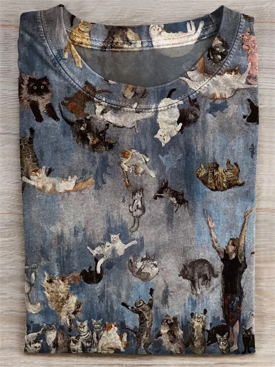 Cat Print Casual T-shirt