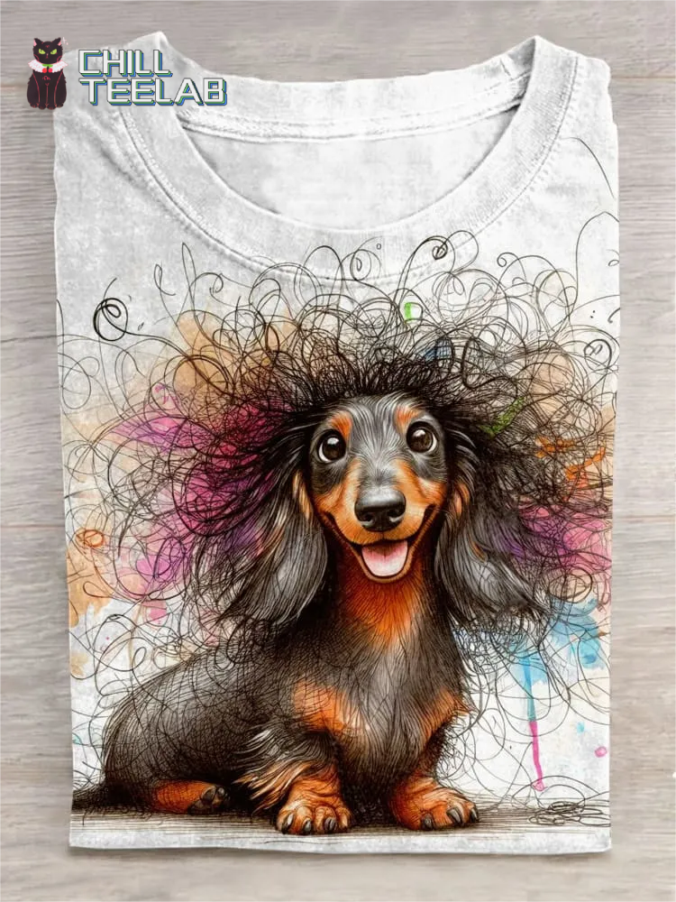 Funny Dog Art Pritn Casual Short Sleeve T-shirt