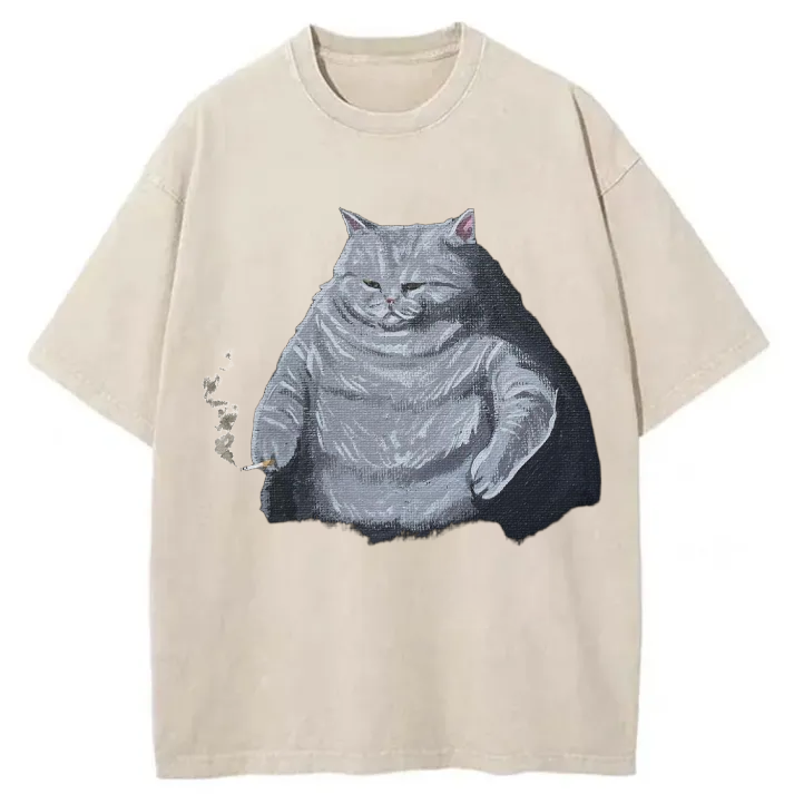 Chillteelab™ | Funny Fat Cat Washed T-Shirt