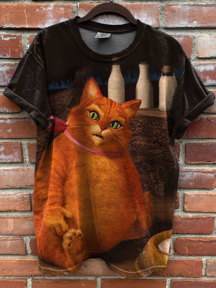 Funny Cat Print Casual T-shirt