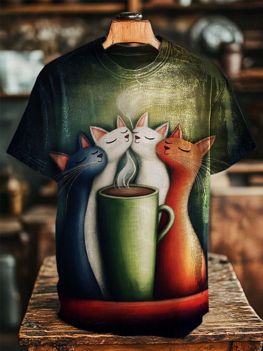 Cat Print Casual T-shirt