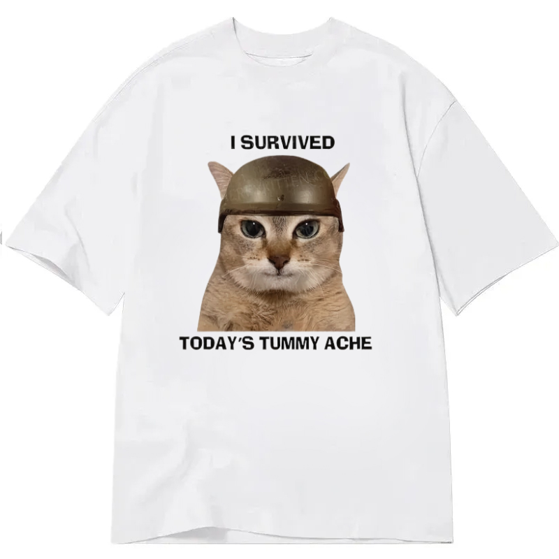 Chillteelab™ | I SURVIVED TODAY'S TUMMY ACHE Funny Cat Meme Classic Shirt