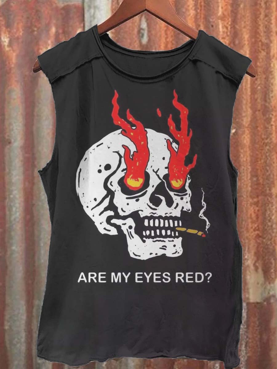 Are My Eyes Red Printed Casual Tank Top